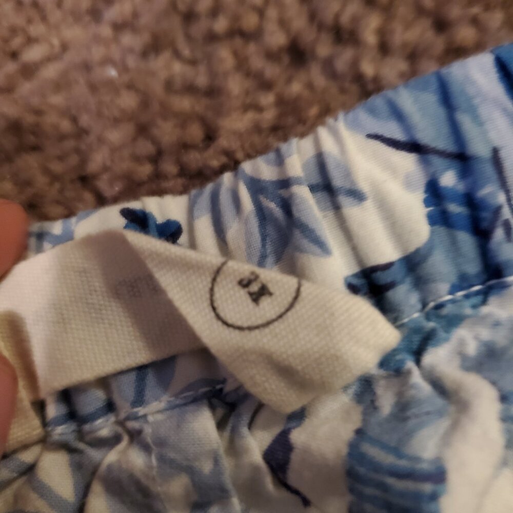 PRINTFRESH White & Blue Indian Elephant & Flamingo Print Pajama Lounge Shorts 3X - Picture 2 of 4